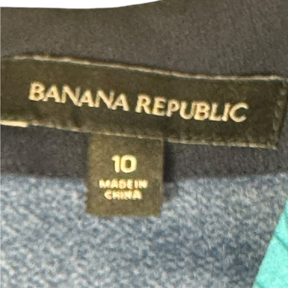 Banana Republic Sz 10 Navy Blue turquoise Floral dress A line short sleeve - Picture 8 of 11